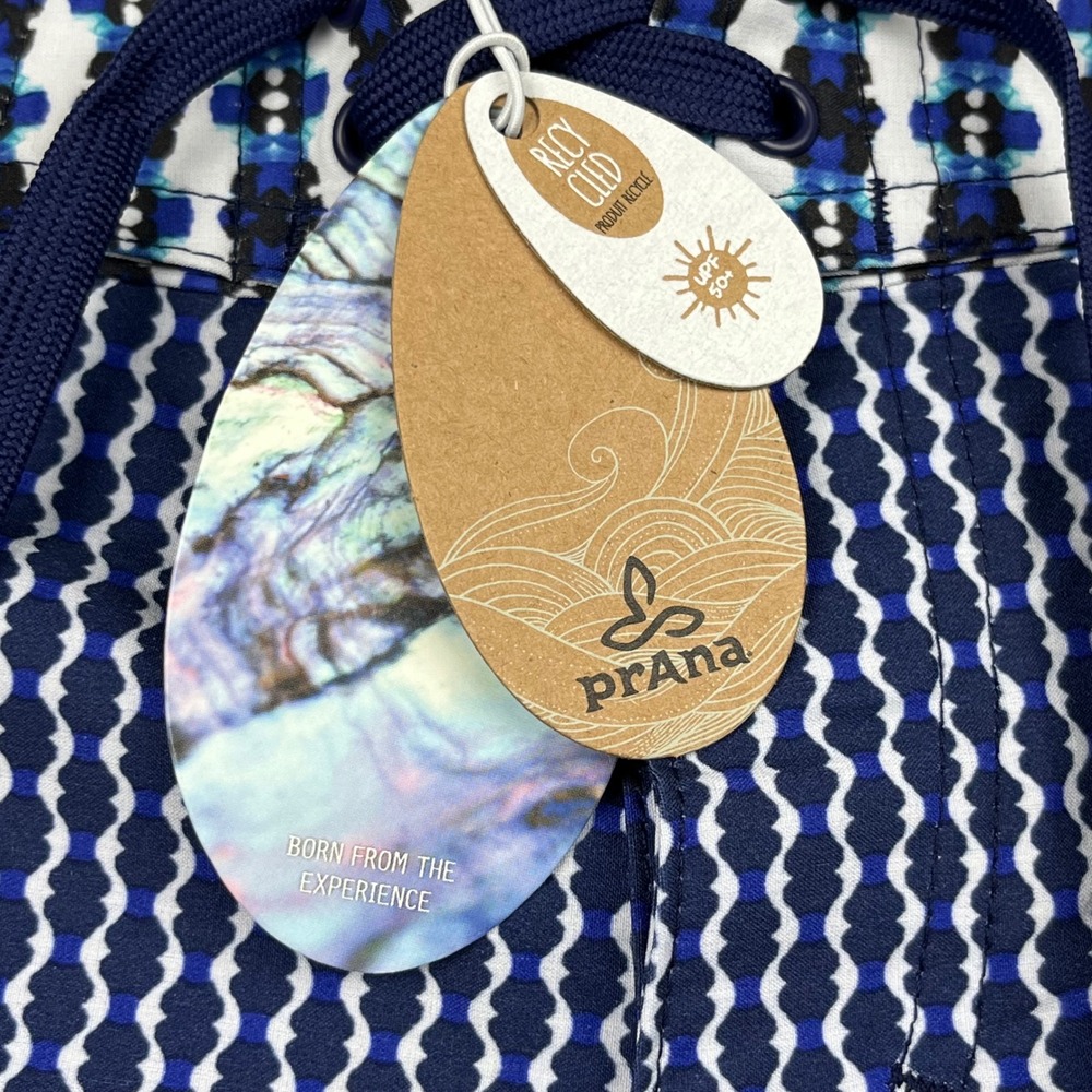 prAna NEW Makenna Boardshort Women's M Indigo Thera Blue Geometric UPF 50 - Picture 6 of 12